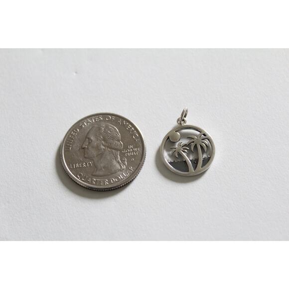 Sterling Silver Palm Tree Sunset Charm - Picture 3 of 4